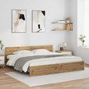 vidaXL Ágykeret LED -es lámpákkal Artisan tölgy 200 x 200 cm Faanyag