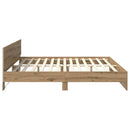 vidaXL Ágykeret LED -es lámpákkal Artisan tölgy 200 x 200 cm Faanyag