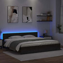 vidaXL Ágykeret LED -es lámpákkal Fekete tölgy 200 x 200 cm Faanyag