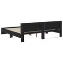 vidaXL Ágykeret LED -es lámpákkal Fekete tölgy 200 x 200 cm Faanyag
