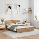 vidaXL Ágykeret LED -es lámpákkal Artisan tölgy 150 x 200 cm Faanyag
