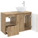 vidaXL Fürdőszoba bútor szett 2 db Kézműves Tölgy Szerelt Fa