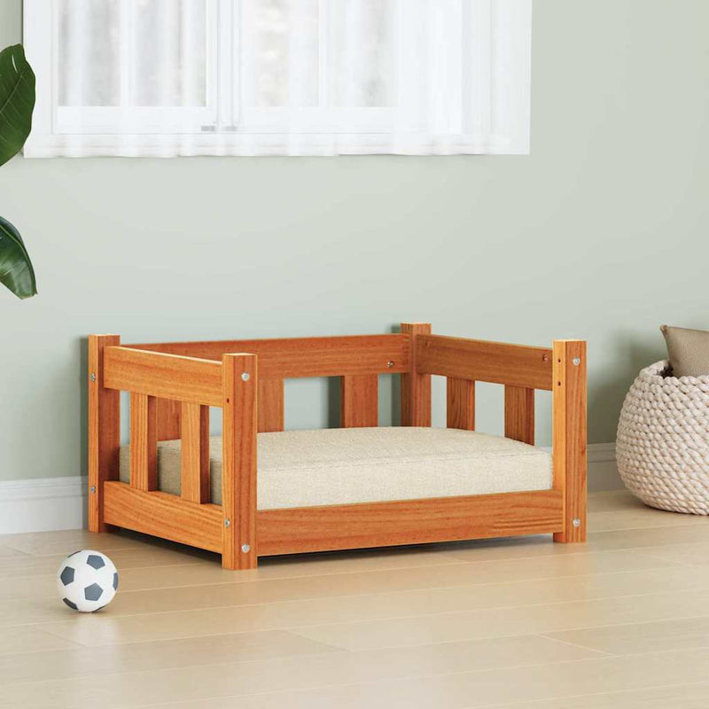 vidaXL Kutyafekhely Faggyú barna 55 x 45 x 28 cm Tömör fenyőfa