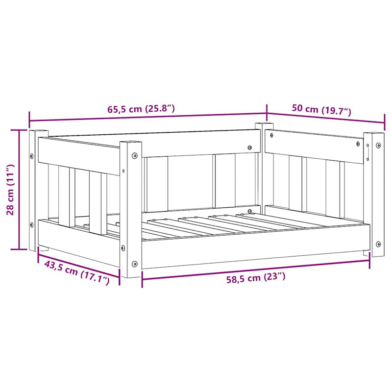 vidaXL Kutyafekhely Faggyú barna 65,5 x 50,5 x 28 cm Tömör fenyőfa