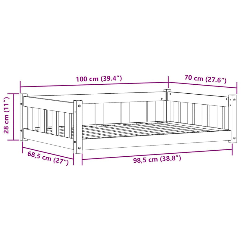 vidaXL Kutyafekhely Faggyú barna 55 x 45 x 28 cm Tömör fenyőfa