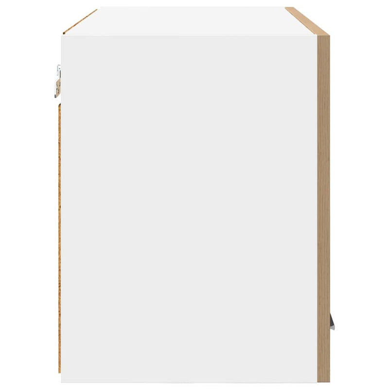 vidaXL Függő szekrény tárolóval Riga 2 pcs Artisan tölgy és fehér