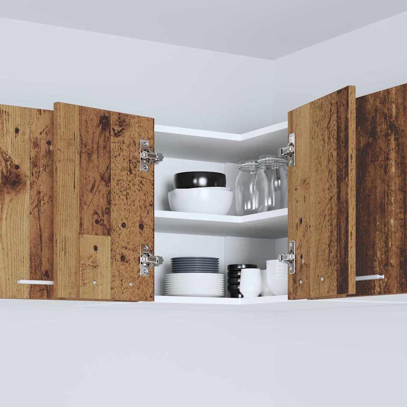 vidaXL Függő szekrény Riga Régi fa és fehér 57 x 57 x 40 cm Faanyag