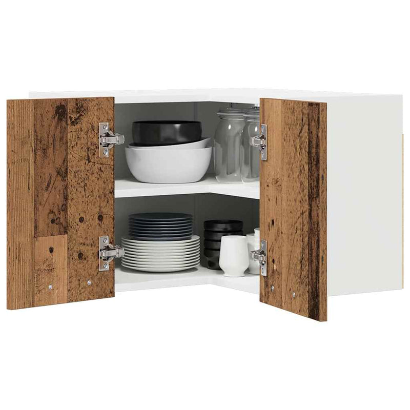 vidaXL Függő szekrény Riga Régi fa és fehér 57 x 57 x 40 cm Faanyag