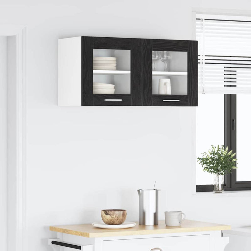 vidaXL Függő szekrény Riga 2 pcs Fekete tölgy 40 x 31 x 40 cm Faanyag