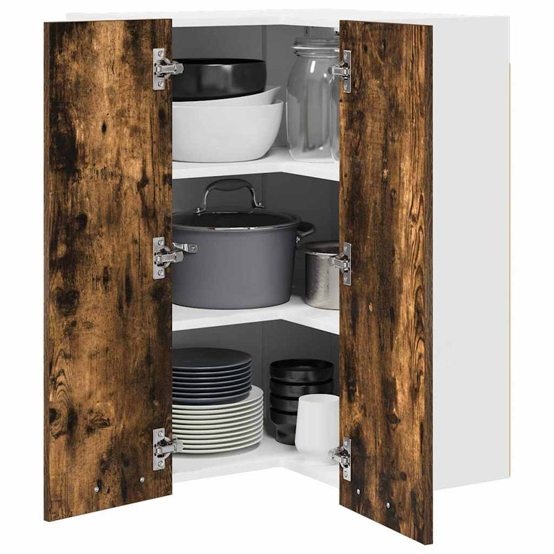 vidaXL Függő szekrény Riga Füstölt tölgy és fehér 57 x 57 x 80 cm