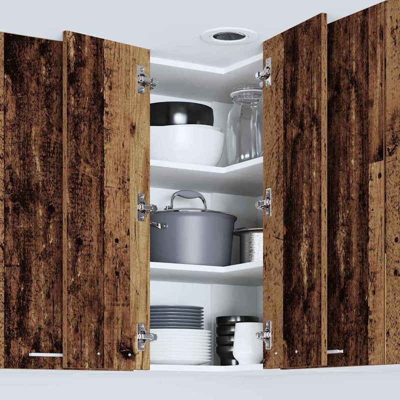 vidaXL Függő szekrény Riga Régi fa és fehér 57 x 57 x 80 cm Faanyag