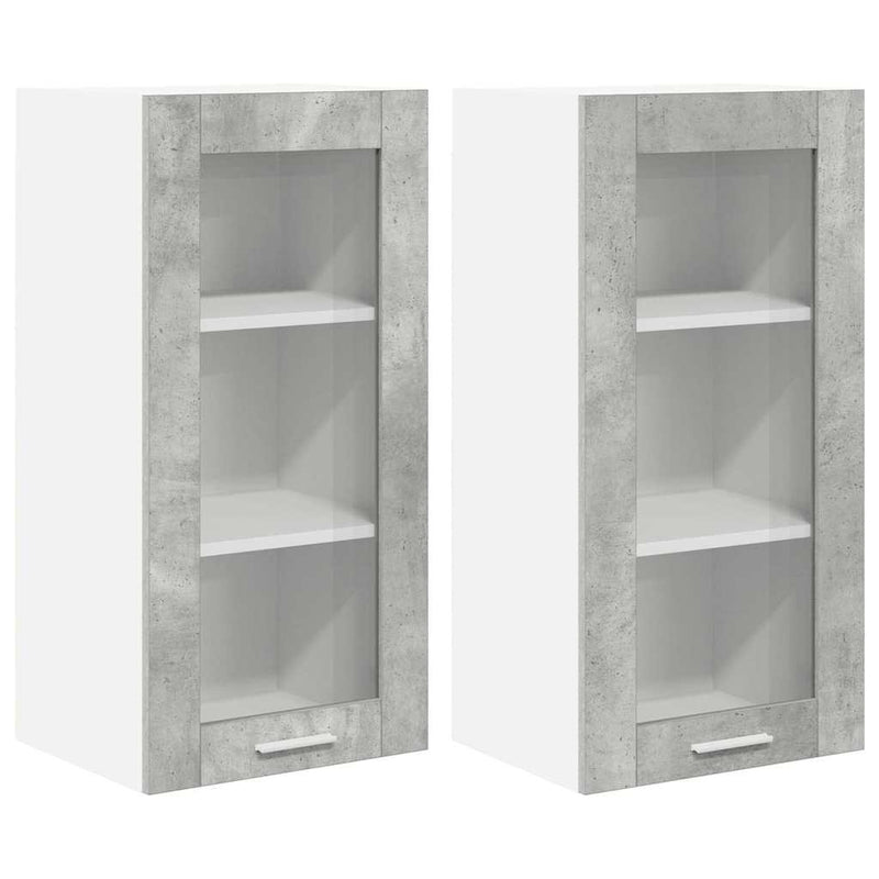 vidaXL Függő szekrény Riga 2 pcs Beton Szürke 40 x 31 x 80 cm Faanyag