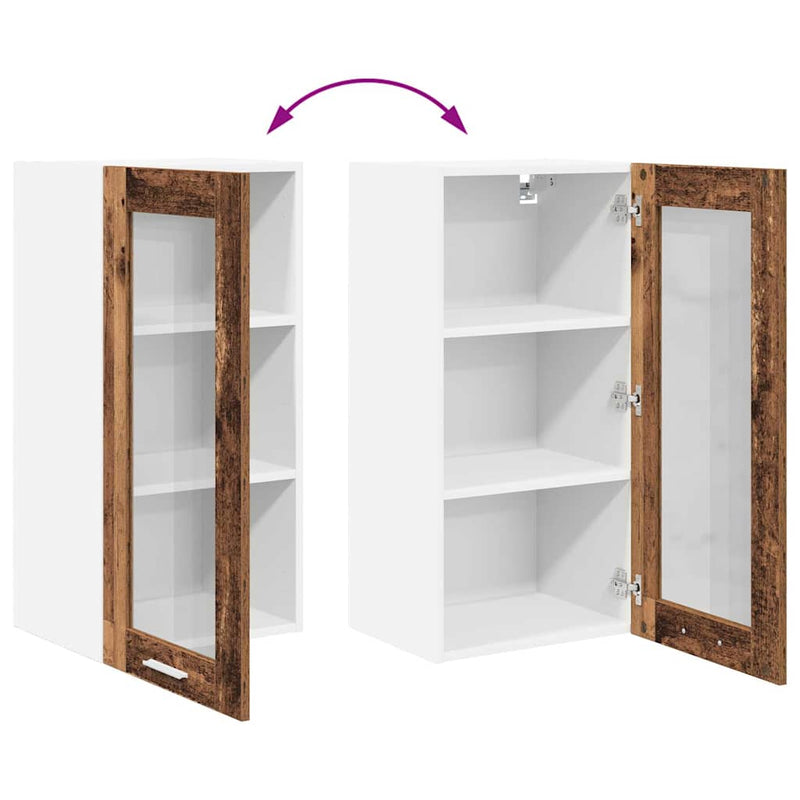 vidaXL Függő szekrény tárolóval Riga Öreg fa 40 x 31 x 80 cm Faanyag