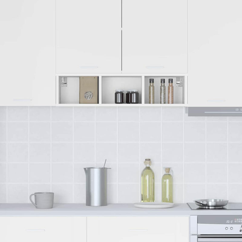 vidaXL Függő szekrény tárolóval Riga Fehér 20 x 29,5 x 80 cm Faanyag