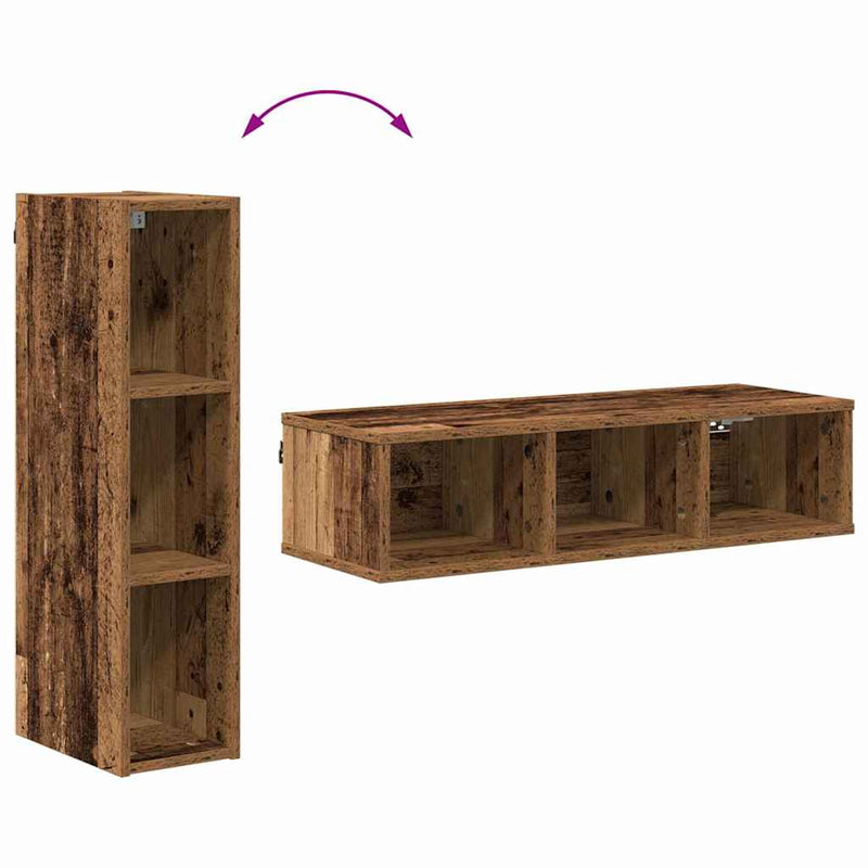 vidaXL Függő szekrény polcokkal Riga Öreg fa 20 x 29,5 x 80 cm Faanyag