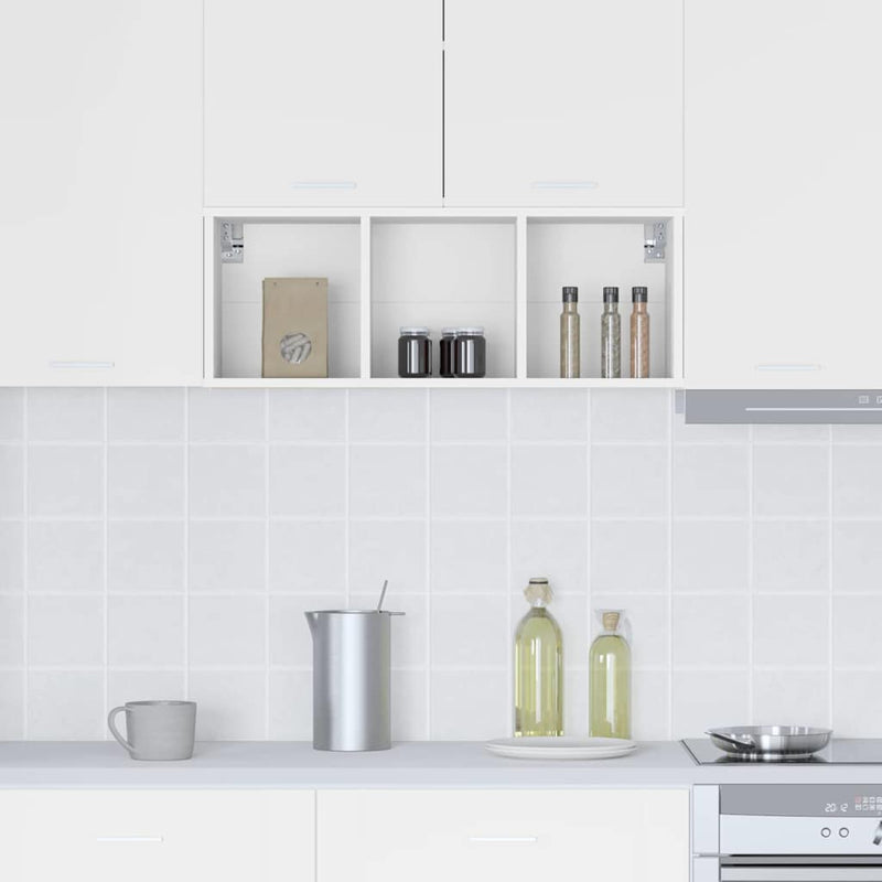 vidaXL Függő szekrény tárolóval Riga Fehér 30 x 29,5 x 80 cm Faanyag