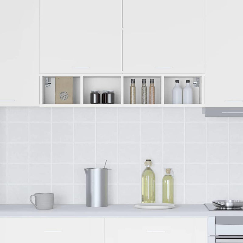 vidaXL Függő szekrény tárolóval Riga Fehér 20 x 29,5 x 100 cm Faanyag