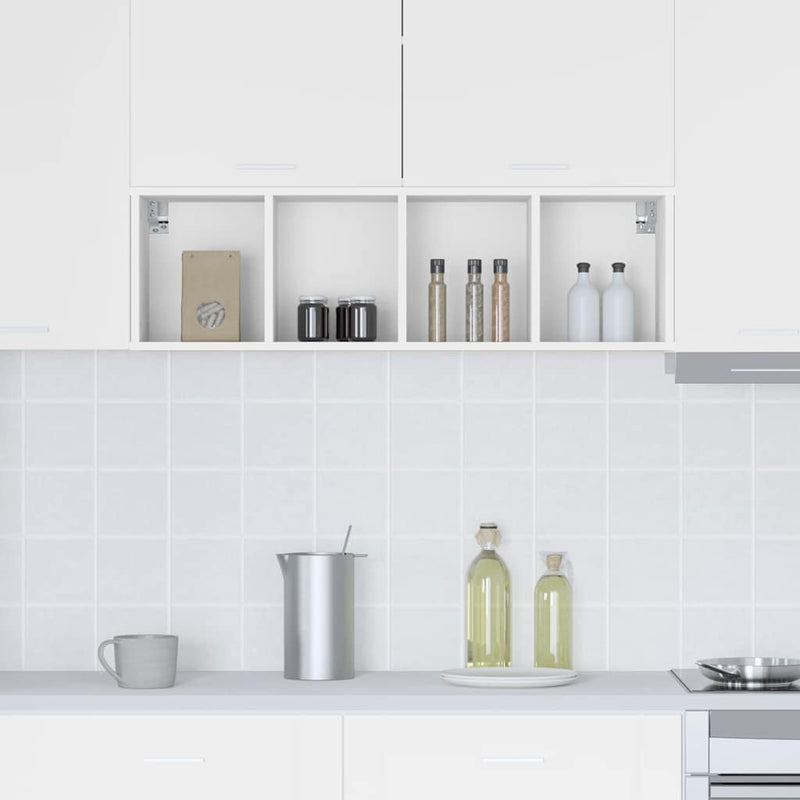 vidaXL Függő szekrény tárolóval Riga Fehér 30 x 29,5 x 100 cm Faanyag