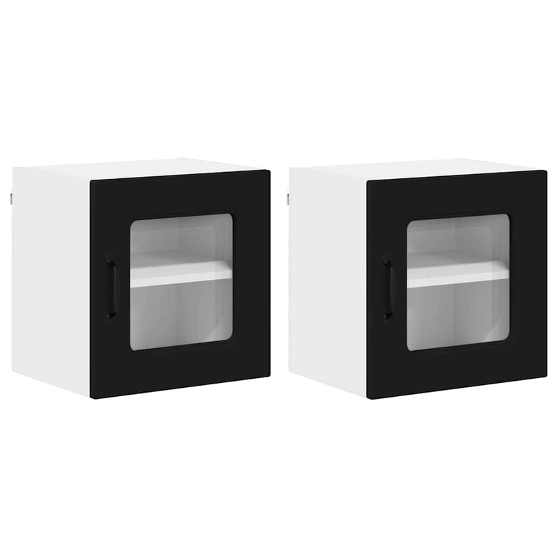 vidaXL Fali konyhaszekrény 2 pcs Fekete 40 x 31 x 40 cm Faanyag