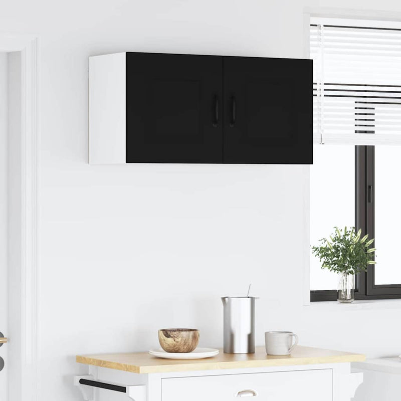 vidaXL Fali konyhaszekrény polcokkal Fekete 80 x 31 x 40 cm Faanyag