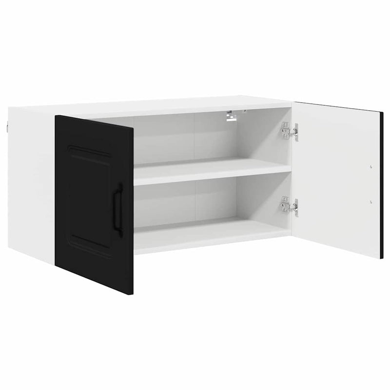 vidaXL Fali konyhaszekrény polcokkal Fekete 80 x 31 x 40 cm Faanyag