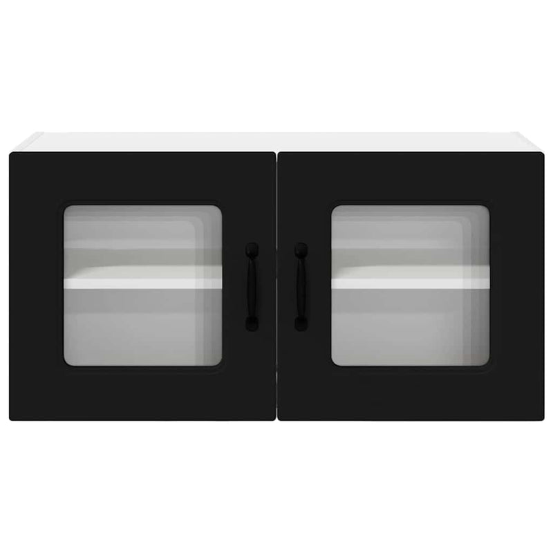 vidaXL Fali konyhaszekrény polcokkal Fekete 80 x 31 x 40 cm Faanyag