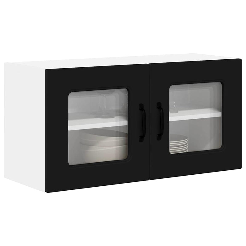 vidaXL Fali konyhaszekrény polcokkal Fekete 80 x 31 x 40 cm Faanyag