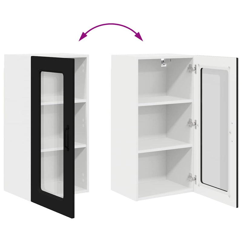 vidaXL Fali konyhaszekrény polcokkal Fekete 40 x 31 x 80 cm Faanyag