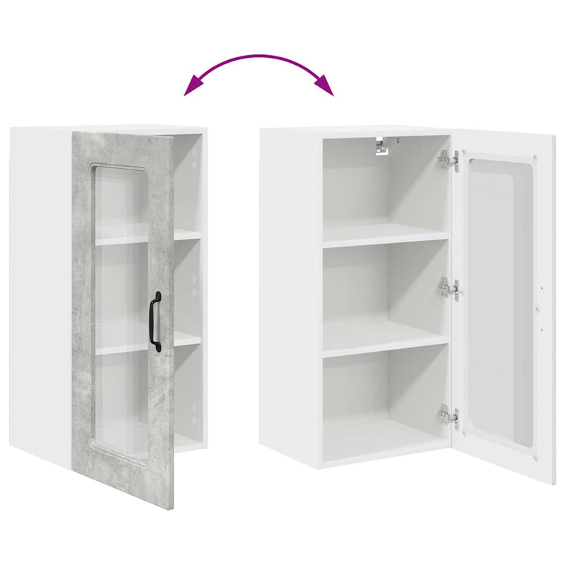 vidaXL Fali konyhaszekrény Beton Szürke 40 x 31 x 80 cm Faanyag