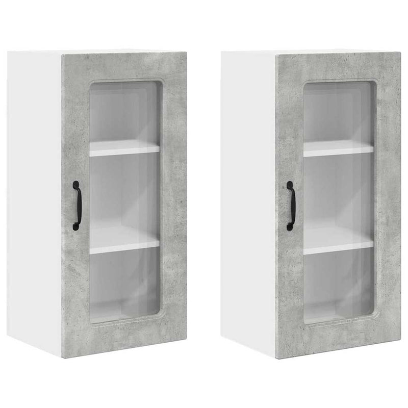 vidaXL Fali konyhaszekrény 2 pcs Beton Szürke 40 x 31 x 80 cm Faanyag