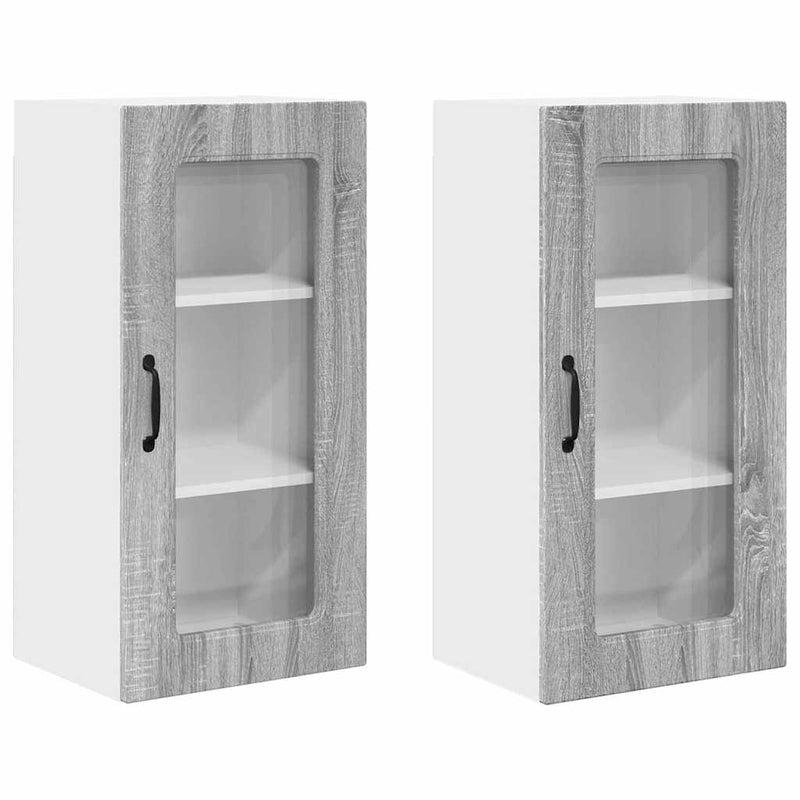 vidaXL Fali konyhaszekrény 2 pcs Szürke Sonoma 40 x 31 x 80 cm Faanyag