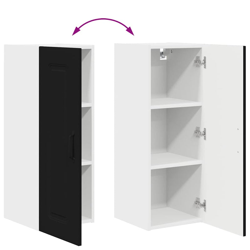 vidaXL Fali konyhaszekrény polcokkal Fekete 30 x 31 x 80 cm Faanyag