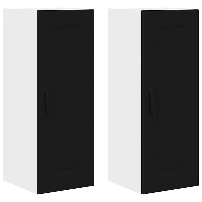 vidaXL Fali konyhaszekrény 2 pcs Fekete 30 x 31 x 80 cm Faanyag