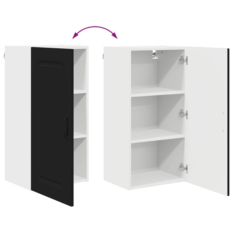 vidaXL Fali konyhaszekrény polcokkal Fekete 40 x 31 x 80 cm Faanyag