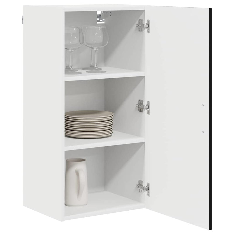 vidaXL Fali konyhaszekrény polcokkal Fekete 40 x 31 x 80 cm Faanyag