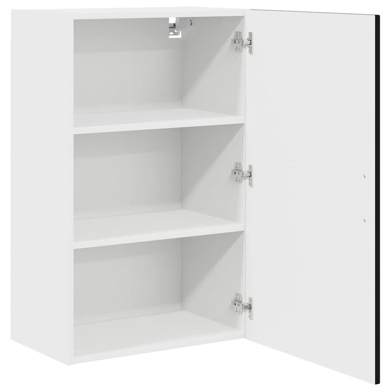 vidaXL Fali konyhaszekrény polcokkal Fekete 50 x 31 x 80 cm Faanyag