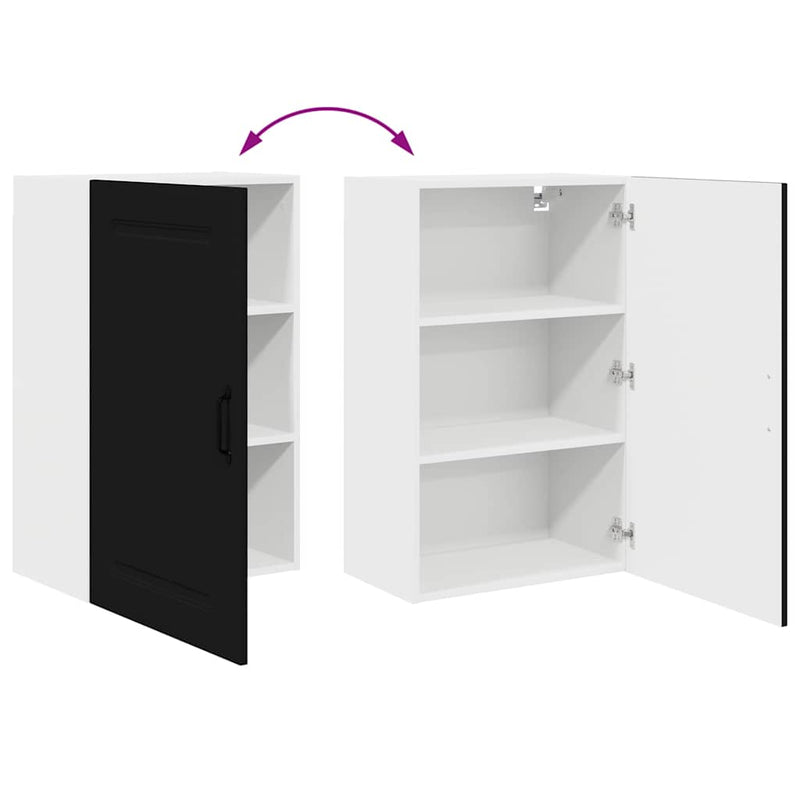 vidaXL Fali konyhaszekrény polcokkal Fekete 50 x 31 x 80 cm Faanyag