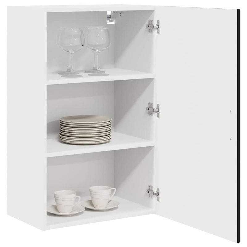 vidaXL Fali konyhaszekrény polcokkal Fekete 50 x 31 x 80 cm Faanyag