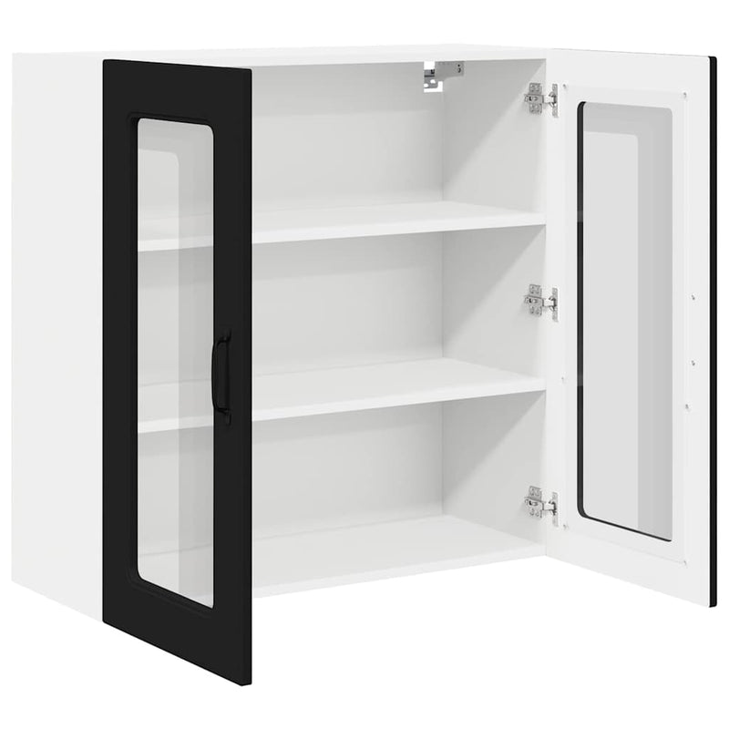 vidaXL Fali konyhaszekrény polcokkal Fekete 80 x 31 x 80 cm Faanyag