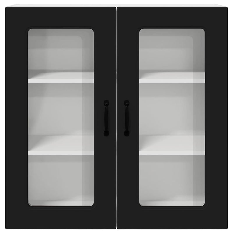 vidaXL Fali konyhaszekrény polcokkal Fekete 80 x 31 x 80 cm Faanyag