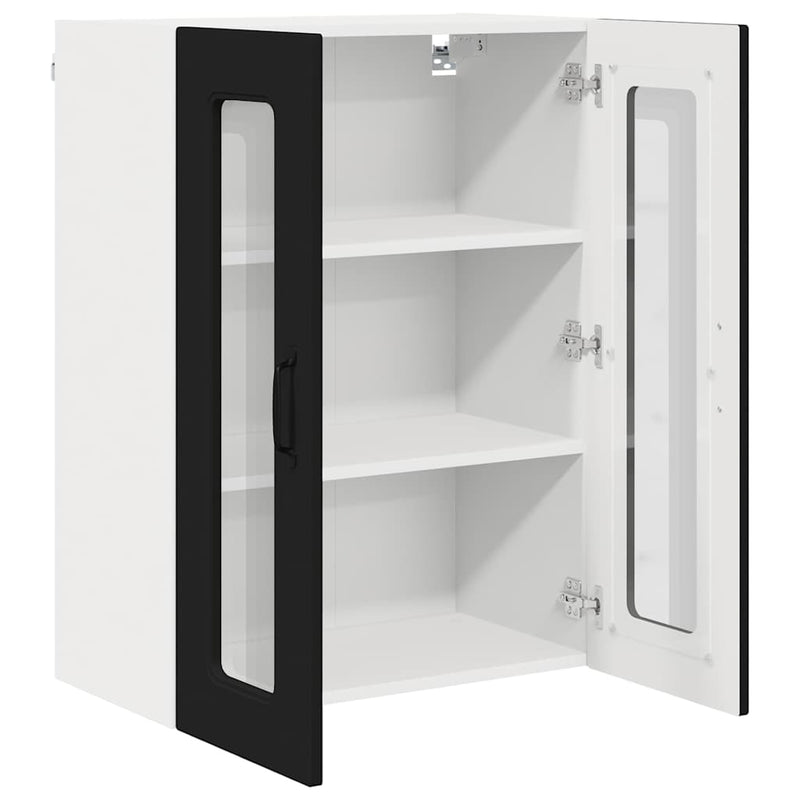 vidaXL Fali konyhaszekrény polcokkal Fekete 60 x 31 x 80 cm Faanyag