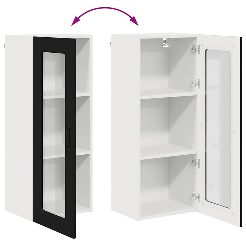 vidaXL Fali konyhaszekrény polcokkal Fekete 40 x 31 x 100 cm Faanyag