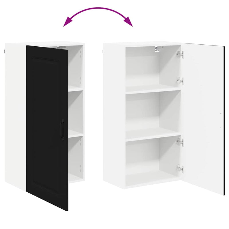 vidaXL Fali konyhaszekrény polcokkal Fekete 50 x 31 x 100 cm Faanyag