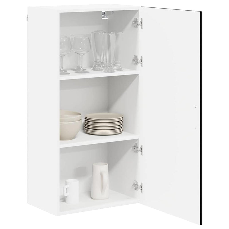 vidaXL Fali konyhaszekrény polcokkal Fekete 50 x 31 x 100 cm Faanyag