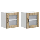 vidaXL Fali üveges szekrény LUCCA 2 pcs Sonoma Tölgy 40 x 31 x 40 cm