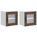 vidaXL Fali üveges szekrény LUCCA 2 pcs Barna Tölgy 40 x 31 x 40 cm