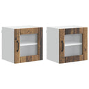 vidaXL Fali üveges szekrény LUCCA 2 pcs Antik Fa 40 x 31 x 40 cm