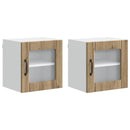 vidaXL Fali üveges szekrény LUCCA 2 pcs Kézműves Tölgy 40 x 31 x 40 cm