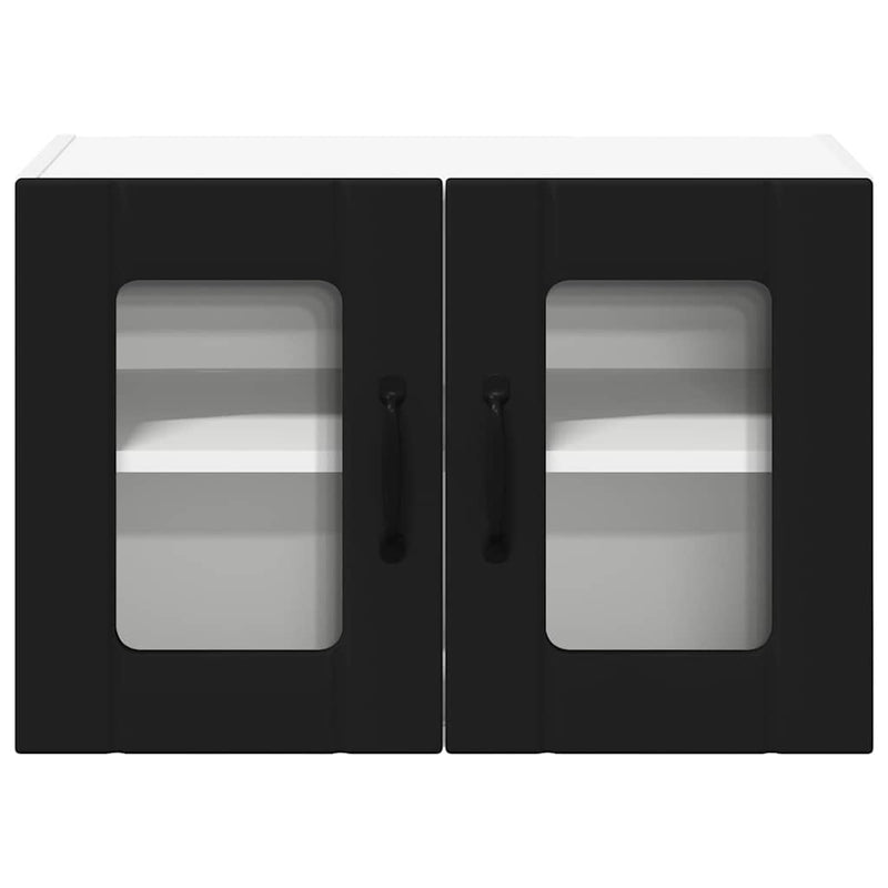 vidaXL Konyhaszekrény polcokkal 2 pcs Fekete 60 x 31 x 40 cm Faanyag