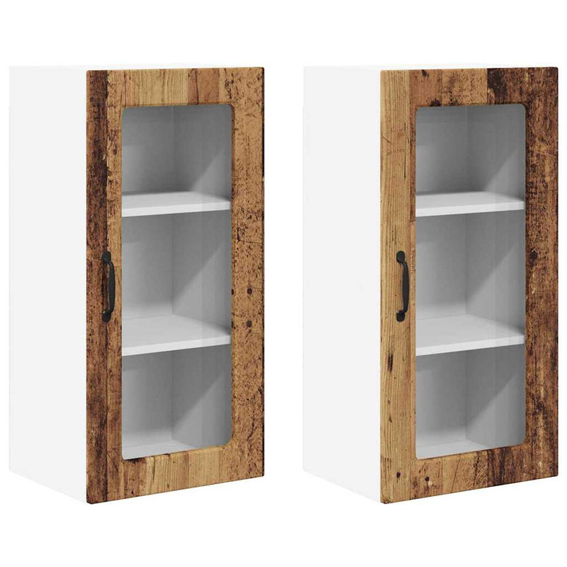 vidaXL Konyhaszekrény polcokkal 2 pcs Öreg fa 40 x 31 x 80 cm Faanyag